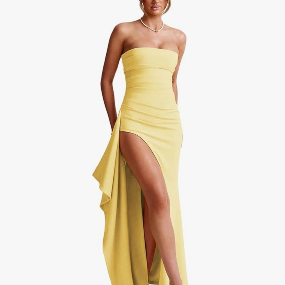 Chic Strapless Yellow Dress
